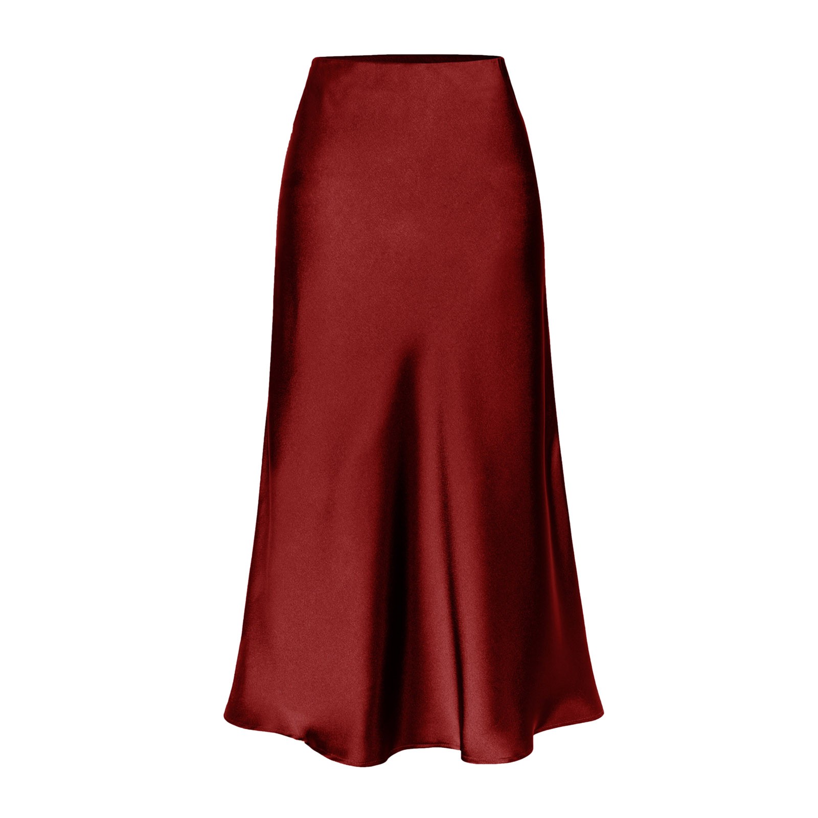 thumbnail image 5 of Falda de satén de cintura alta para mujer - Minifalda evasé con cintura elástica y cremallera - Elegante para fiestas/oficina - Tejido de satén S-XL, 5 of 5